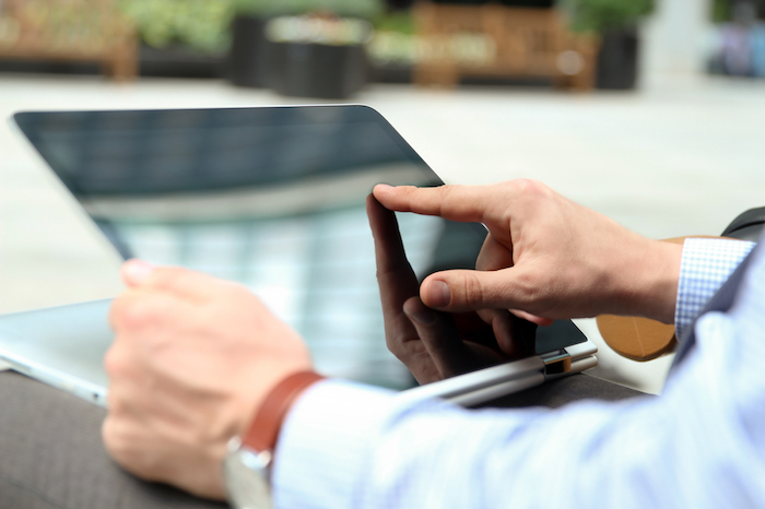 Finger typing on an electronic tablet device