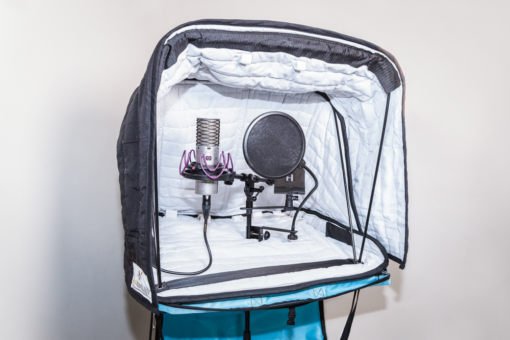 Image of microphones in a portable vocal booth