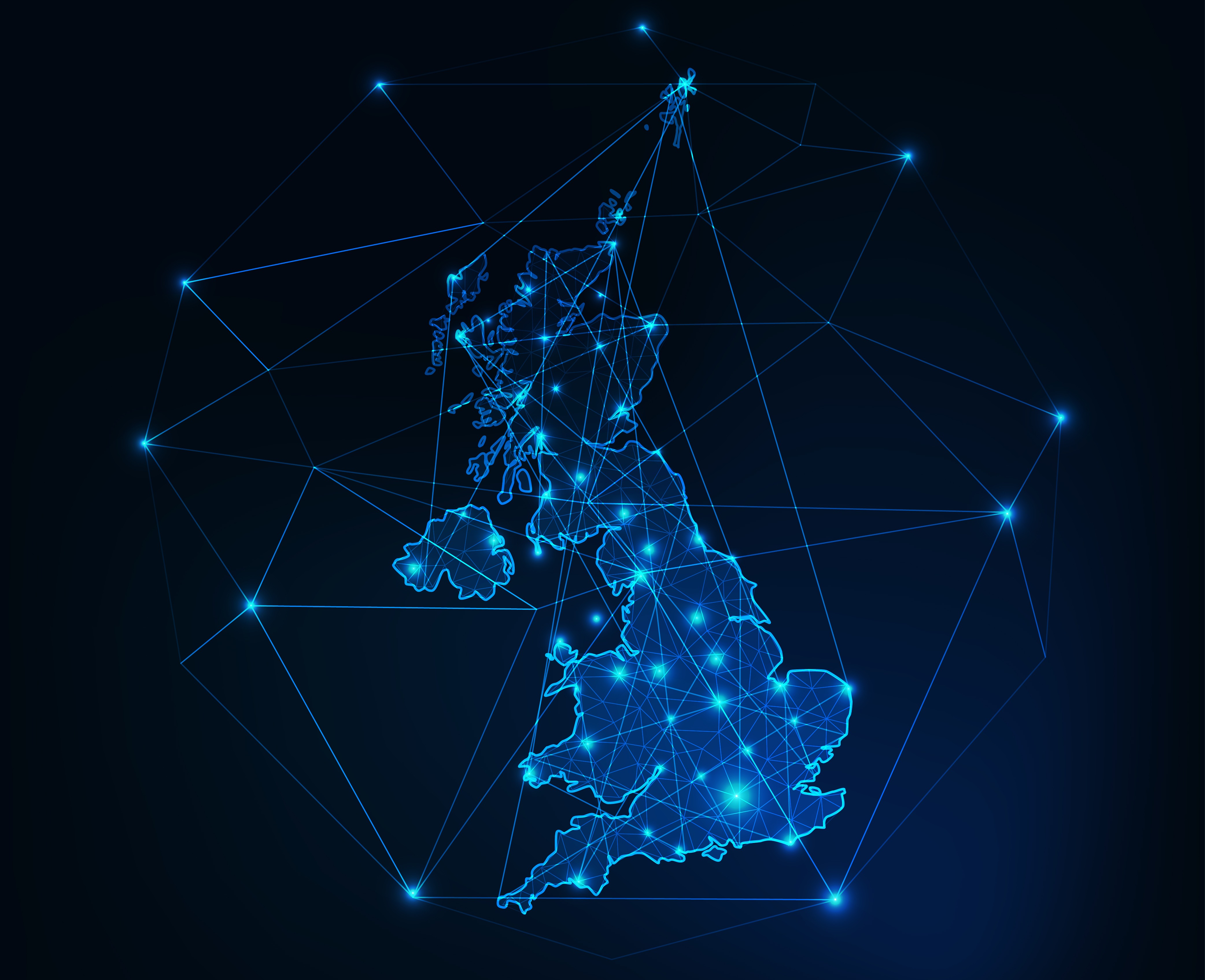 Map of UK with connections going out to sea