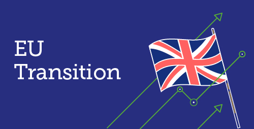 EU transition with icon of a UK flag