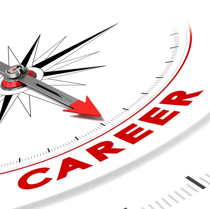 Compass with arrow pointing towards career text