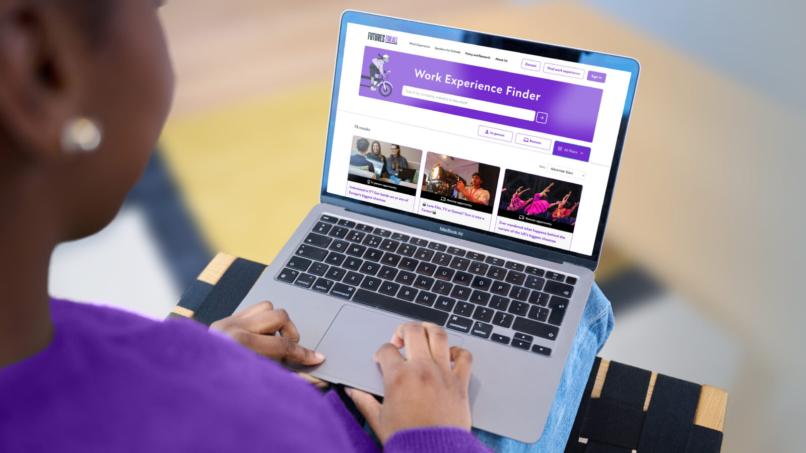 Lincolnshire Careers Website on a computer screen